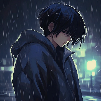 Image For Post | Anime boy holding an umbrella, dynamic composition and fluid lines. emotive depressed pfp boys - [Depressed Anime PFP Collection](https://hero.page/pfp/depressed-anime-pfp-collection)