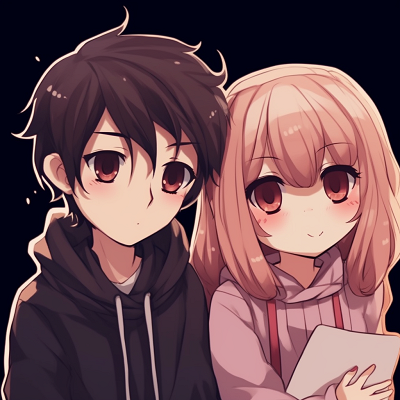 Image For Post | Chibi versions of an anime couple, soft colors and round shapes. cool and cute matching pfp anime - [Matching PFP Anime Gallery](https://hero.page/pfp/matching-pfp-anime-gallery)