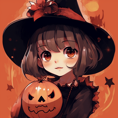 Image For Post | Anime girl in a witch costume, bold colors and a moody atmosphere. adorable halloween anime pfp - [Halloween Anime PFP Collection](https://hero.page/pfp/halloween-anime-pfp-collection)