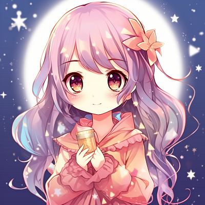 Image For Post | Dreamy pastel kawaii girl with large sparkling eyes, soft colors and bubbly aesthetic. glamorous kawaii anime pfp choices - [kawaii anime pfp universe](https://hero.page/pfp/kawaii-anime-pfp-universe)