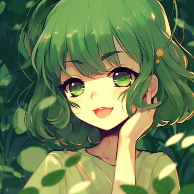 Image For Post | An anime girl amidst a flourishing green background, depicted with whimsical art style. verdant green anime pfp girl - [Green Anime PFP Universe](https://hero.page/pfp/green-anime-pfp-universe)