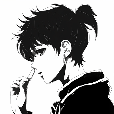 Image For Post | Highly detailed black and white anime male demonstrating minute aspects of facial features and hairstyle. anime profile picture black and white male - [Anime Profile Picture Black and White](https://hero.page/pfp/anime-profile-picture-black-and-white)