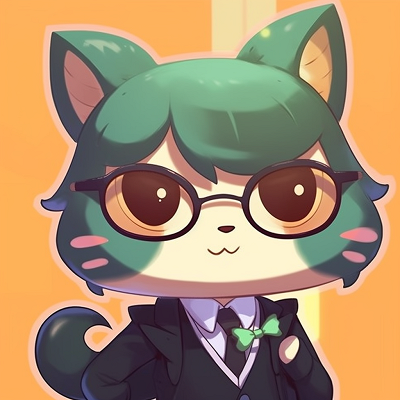 Image For Post | Raymond shown in a pondering pose, highlighted by rich, contrasting colors. cat-themed animal crossing pfp - [animal crossing pfp art](https://hero.page/pfp/animal-crossing-pfp-art)