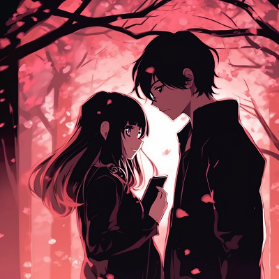 Image For Post | Anime couple silhouetted under pink cherry blossoms, soft and romantic lighting. romantic matching pfp anime - [Matching PFP Anime Gallery](https://hero.page/pfp/matching-pfp-anime-gallery)
