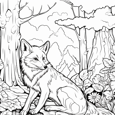 Image For Post Woodland Fox Rustic Representation - Printable Coloring Page