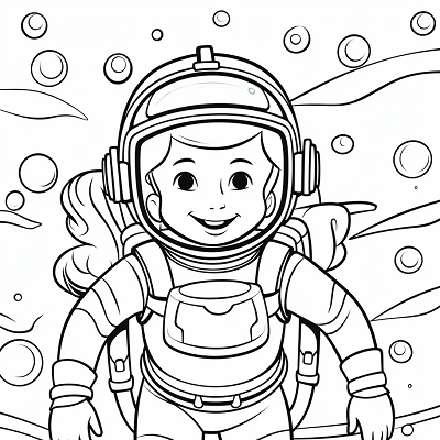 Image For Post Adorable Astronaut Girl - Printable Coloring Page