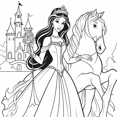 Image For Post Princess and Her Magical Unicorn - Printable Coloring Page