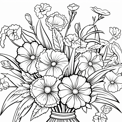 Image For Post Floral Collection Variety Bouquet - Printable Coloring Page