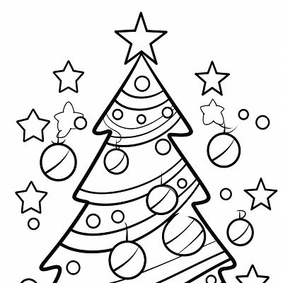 Image For Post Bell Decorated Christmas Tree - Printable Coloring Page