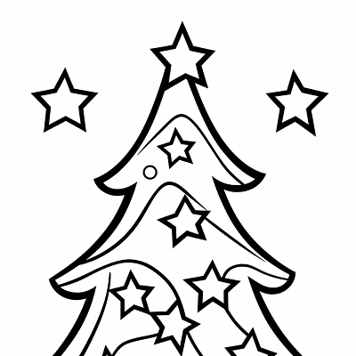Image For Post Star Studded Christmas Tree - Printable Coloring Page