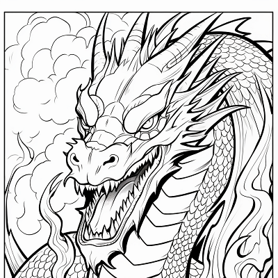 Image For Post Fierce Dragon Engulfing Flames - Printable Coloring Page
