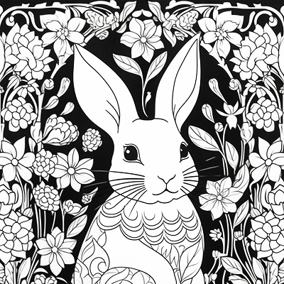 Image For Post Bunny in the Garden Page - Printable Coloring Page