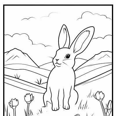 Image For Post Bunny in Spring Landscape - Printable Coloring Page