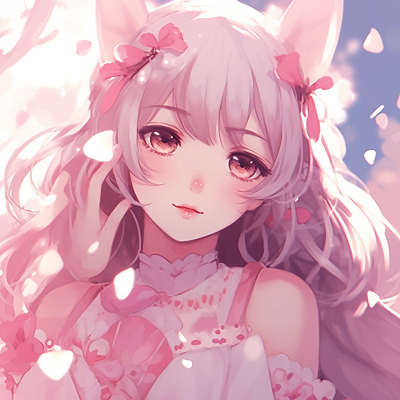Image For Post | Anime girl standing amidst pink blossoms, showcasing delicate linework and soft tones. gorgeous pink anime girl pfp illustrations pfp for discord. - [Pink Anime Girl PFP Gallery](https://hero.page/pfp/pink-anime-girl-pfp-gallery)