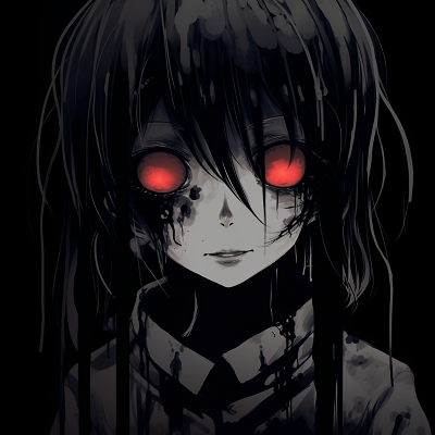 Image For Post | Anime figure enveloped in bleeding shadows, intense shade work with crimson highlights. macabre scary anime pfp pfp for discord. - [Scary Anime PFP Collection](https://hero.page/pfp/scary-anime-pfp-collection)