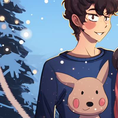 Image For Post | Two characters under a snowy night sky, soft colors with Christmas lights adding a romantic aura. animated christmas matching pfp pfp for discord. - [christmas matching pfp, aesthetic matching pfp ideas](https://hero.page/pfp/christmas-matching-pfp-aesthetic-matching-pfp-ideas)