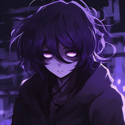 Image For Post | Kokichi Ouma drawn with an intense expression, unyielding gaze, and deep purple shadows for emphasis animated purple characters pfp pfp for discord. - [Purple Pfp Anime Collection](https://hero.page/pfp/purple-pfp-anime-collection)