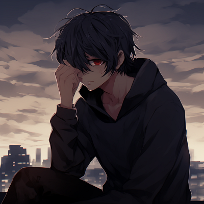 Image For Post | Gloomy cityscape behind an anime character, urban structures rendered with intricate detailing, muted colors. aesthetic depressed anime pfp pfp for discord. - [Anime Depressed PFP Collection](https://hero.page/pfp/anime-depressed-pfp-collection)