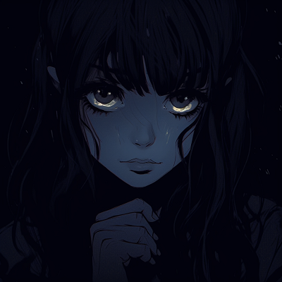 Image For Post | Low-light girl's portrait, the scarce light intensifying her expressive eyes and enhancing the portrait's mystique. illustrated dark aesthetic pfp pfp for discord. - [Dark Aesthetic PFP Collection](https://hero.page/pfp/dark-aesthetic-pfp-collection)