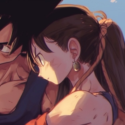 Image For Post | Goku and Chichi in fight stances, intense colors and dynamic action lines. goku and chichi love moments pfp for discord. - [goku and chichi matching pfp, aesthetic matching pfp ideas](https://hero.page/pfp/goku-and-chichi-matching-pfp-aesthetic-matching-pfp-ideas)