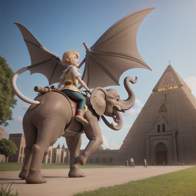 Image For Post Anime, bicycle, pterodactyl, cathedral, elephant, pyramid, HD, 4K, AI Generated Art