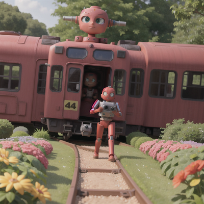 Image For Post Anime, surprise, camera, robot, train, garden, HD, 4K, AI Generated Art