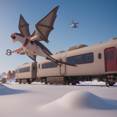 Image For Post Anime, pterodactyl, desert oasis, helicopter, snow, train, HD, 4K, AI Generated Art