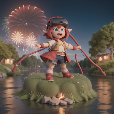 Image For Post Anime, virtual reality, river, island, goblin, fireworks, HD, 4K, AI Generated Art