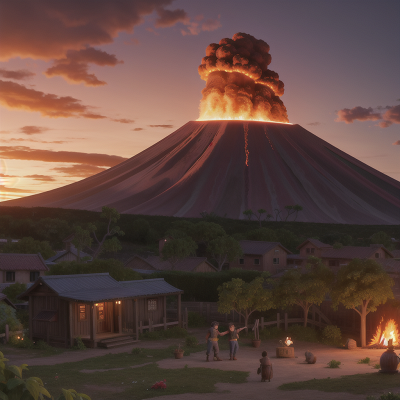 Image For Post Anime, volcano, wild west town, garden, anger, sunset, HD, 4K, AI Generated Art