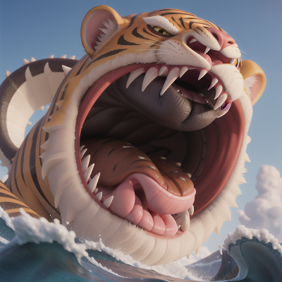 Image For Post Anime, laughter, sabertooth tiger, kraken, tsunami, market, HD, 4K, AI Generated Art
