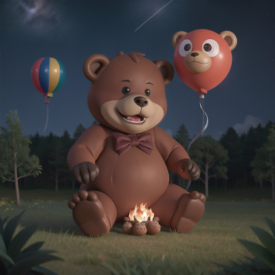 Image For Post Anime, balloon, meteor shower, demon, bear, forest, HD, 4K, AI Generated Art