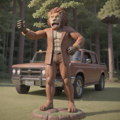 Image For Post Anime, bigfoot, thunder, car, statue, lion, HD, 4K, AI Generated Art