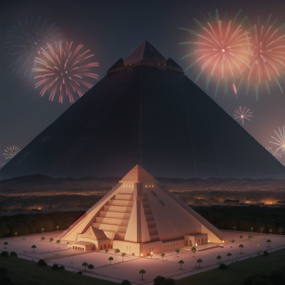 Image For Post Anime, pyramid, fireworks, detective, sunrise, space, HD, 4K, AI Generated Art