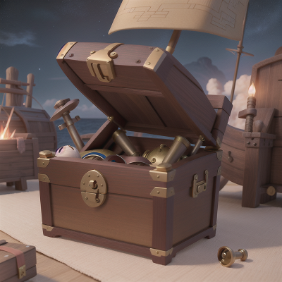 Image For Post Anime, treasure chest, boat, map, spaceship, telescope, HD, 4K, AI Generated Art