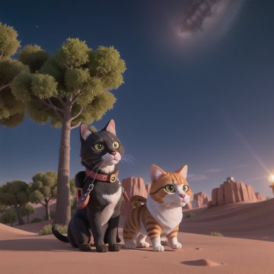 Image For Post Anime, space, island, cat, desert, dog, HD, 4K, AI Generated Art