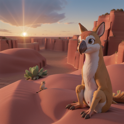 Image For Post Anime, bird, sunrise, desert, kangaroo, fire, HD, 4K, AI Generated Art