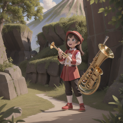 Image For Post Anime, trumpet, joy, knights, volcano, saxophone, HD, 4K, AI Generated Art