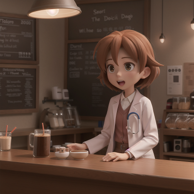 Image For Post Anime, doctor, coffee shop, desert, scientist, surprise, HD, 4K, AI Generated Art