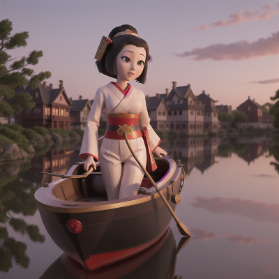 Image For Post Anime, geisha, boat, haunted mansion, robotic pet, city, HD, 4K, AI Generated Art