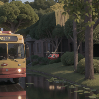Image For Post Anime, bus, swamp, carnival, enchanted mirror, helicopter, HD, 4K, AI Generated Art