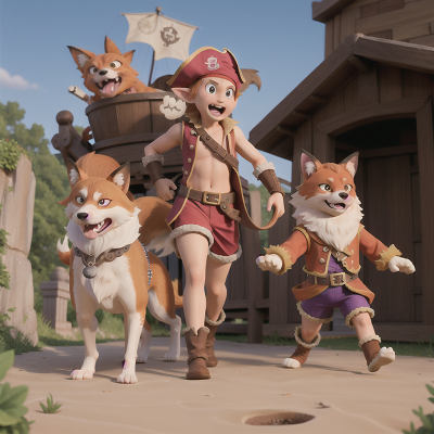 Image For Post Anime, chimera, pirate, fox, elf, dog, HD, 4K, AI Generated Art