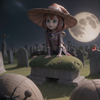Image For Post Anime, alien planet, space, flying, haunted graveyard, witch, HD, 4K, AI Generated Art