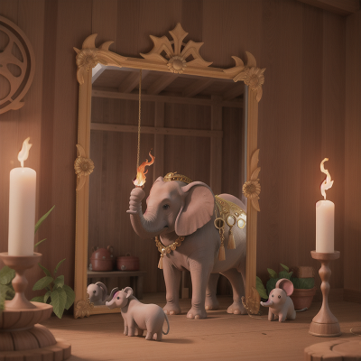 Image For Post Anime, elephant, farm, enchanted mirror, cursed amulet, fire, HD, 4K, AI Generated Art