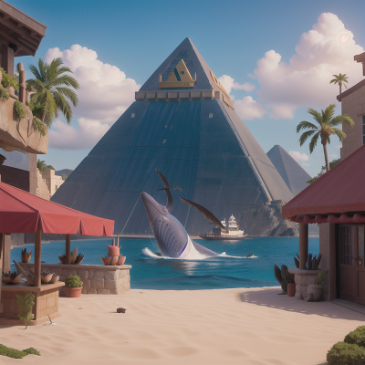 Image For Post Anime, confusion, knight, pyramid, whale, seafood restaurant, HD, 4K, AI Generated Art