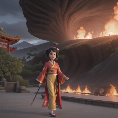 Image For Post Anime, angel, geisha, park, volcano, firefighter, HD, 4K, AI Generated Art