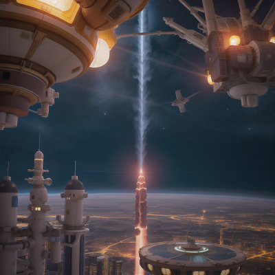 Image For Post Anime, space station, city, space, waterfall, dragon, HD, 4K, AI Generated Art