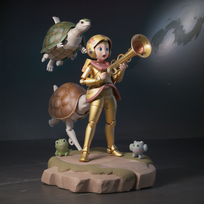 Image For Post Anime, statue, turtle, space, robotic pet, trumpet, HD, 4K, AI Generated Art