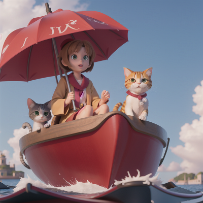 Image For Post Anime, doctor, boat, angel, cat, umbrella, HD, 4K, AI Generated Art