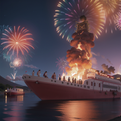 Image For Post Anime, circus, train, fireworks, volcano, boat, HD, 4K, AI Generated Art