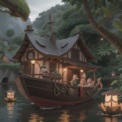 Image For Post Anime, boat, jungle, elf, haunted mansion, village, HD, 4K, AI Generated Art